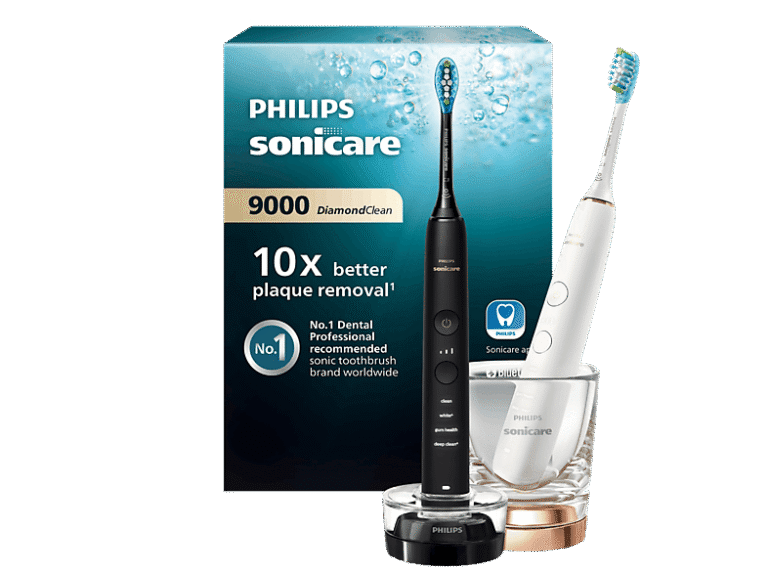 Philips Cepillo eléctrico - Philips DiamondClean 9000 /57, 2 unidades, App smartphone, Tecnología sónica, Sensor de presión, Temporizadores intuitivo
