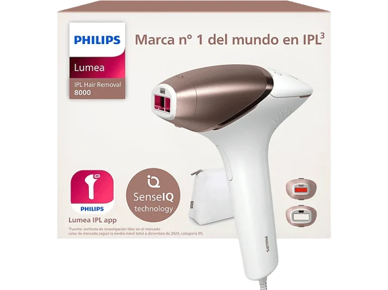 Philips Depiladora IPL - Philips Lumea S8000 BRI945/00, Luz Pulsada en Casa, Con app, Uso con cable, 2 Cabezales, Sensor de Piel Inteligente