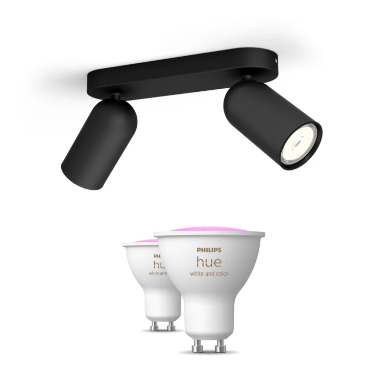 Philips Hue Philips Pack: X2 Focos Philips Pongee (negro) + 2 Bombillas Hue Gu10 Rgb