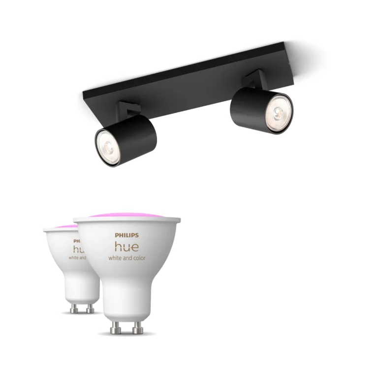 Philips Hue Philips Pack: X2 Focos Philips Runner (negro) + 2 Bombillas Hue Gu10 Rgb