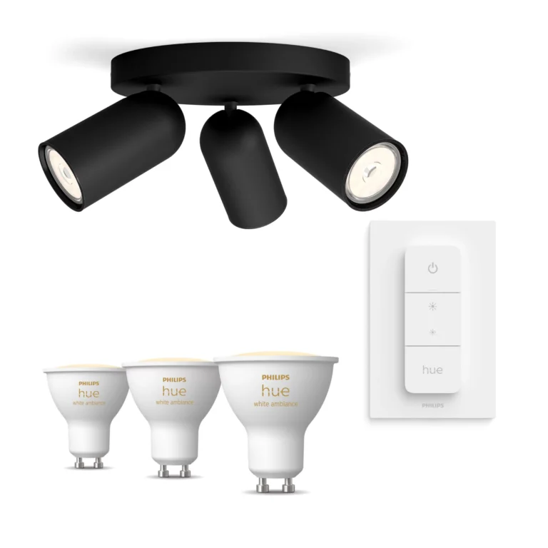 Philips Hue Philips Pack: X3 Focos Philips Pongee (negro) + 3 Bombillas Hue Gu10 Blanco Regulable