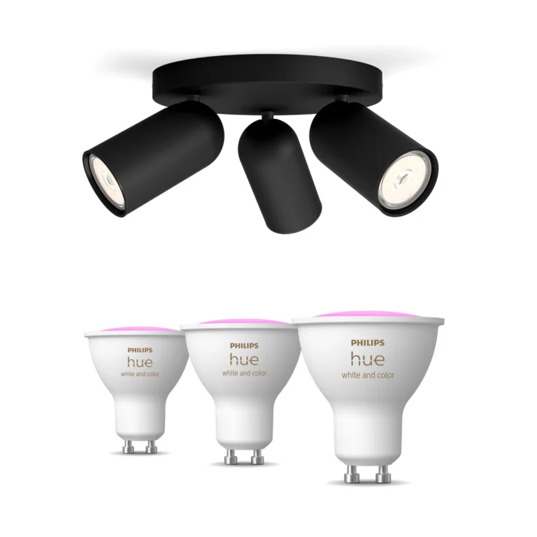 Philips Hue Philips Pack: X3 Focos Philips Pongee (negro) + 3 Bombillas Hue Gu10 Rgb