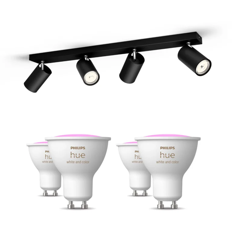 Philips Hue Philips Pack: X4 Focos Philips Kosipo (negro) + 4 Bombillas Hue Gu10 Rgb