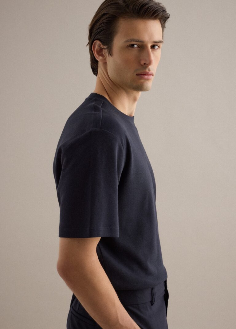 Piombo Contemporary Camiseta Negra De Cuello Redondo En Algodón Puro Ajuste Regular, Hombre, Gunmetal, Talla: