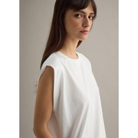 Piombo Contemporary, Camiseta Sin Mangas De Mezcla De Algodón Blanca Corte Regular, Mujer, Blanco roto, Talla: 38