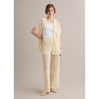 Piombo Pantalón Palazzo Beige De Crochet En Mezcla De Viscosa, Corte Regular, Mujer, Beige, Talla: 36