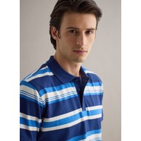 Piombo Polo Oversize De Algodón Puro A Rayas Multicolor, Hombre, Azul/Blanco, Talla: