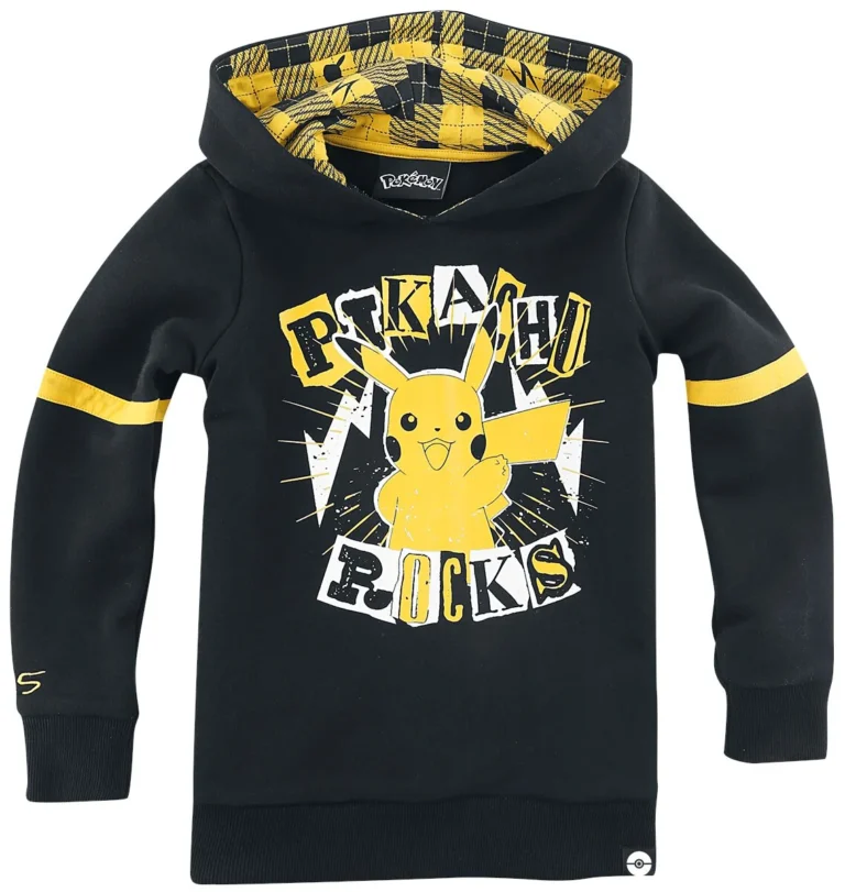 Pokémon Suéter con Capucha gaming de Pokémon - Kids - Pikachu - Rocks - 110/116 158/164 - para niñas & niños - negro/amarillo