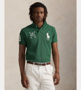 Polo Ralph Lauren para hombre. 710978082001 Polo Custom Slim Fit con Big Pony verde (S), Casual, Algodón, Manga corta