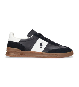 Polo Ralph Lauren para hombre. 809956119001 Zapatillas de piel Heritage Area negro (45), Plano, Cordones, Casua