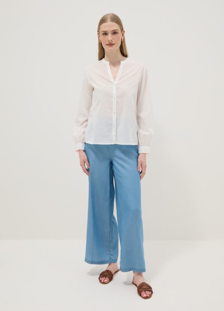 Republic OF DENIM Pantalón Palazzo Azul Claro De Lyocell Puro Con Cintura Elástica, Pernera Ancha, Mujer, Azul Claro, Talla: 36