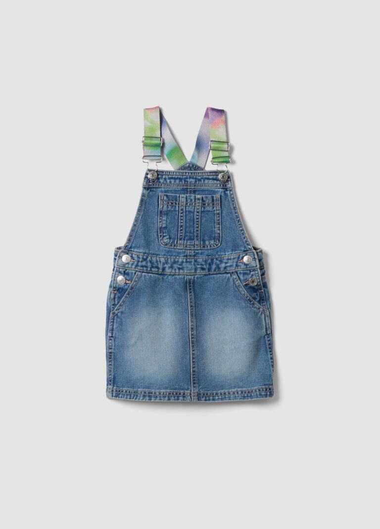 Republic OF DENIM Peto Vaquero Azul 100% Algodón Para Niña Con Tirantes De Colores, Niña, Azul vaquero, Talla: 3-4