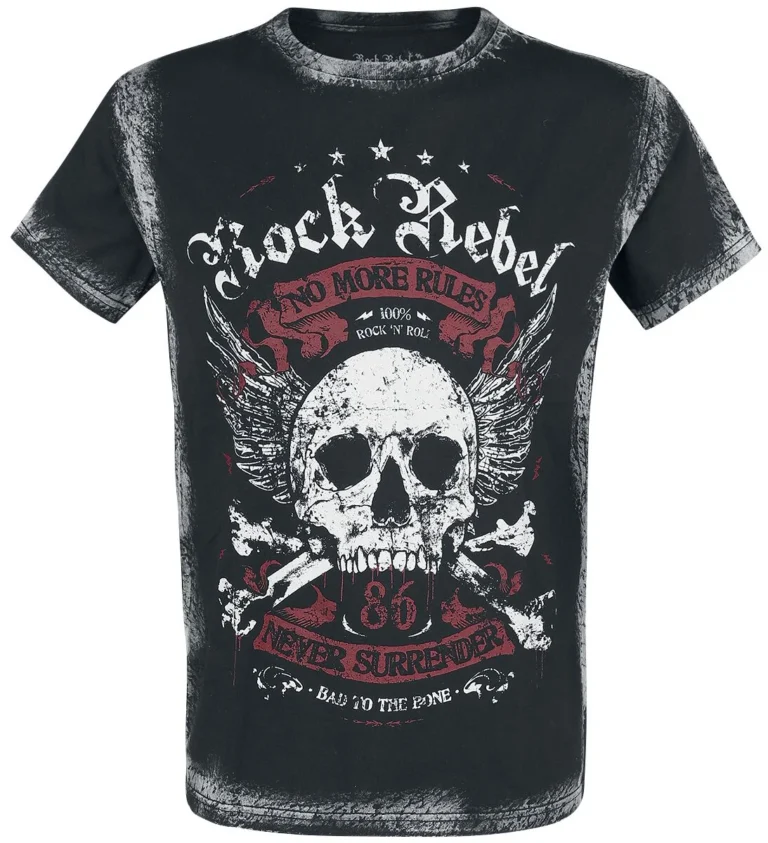 Rock Rebel by EMP Camiseta de Rock Rebel by EMP - Camiseta negra con estampado delantero y lavado - S 5XL - para Hombre - Negro