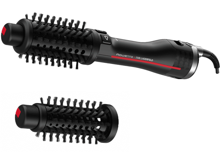 Rowenta Cepillo de aire caliente - Rowenta x Karl Lagerfeld CF961L K/Pro Stylist, 750 W, Pro Dual Motion, Keratin & Glow, 2 cepillos, Negro y rojo