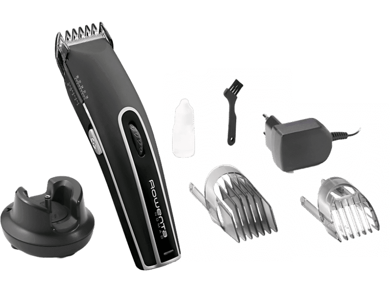 Rowenta Cortapelos - Rowenta Nomad, 19 longitudes, Uso con y sin cable, 2 peines, 40 min, 6250 rpm, Acero Inox., Negro