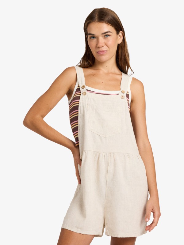 Roxy Easy Isle Mini - Short vaquero con peto Beige Mujer