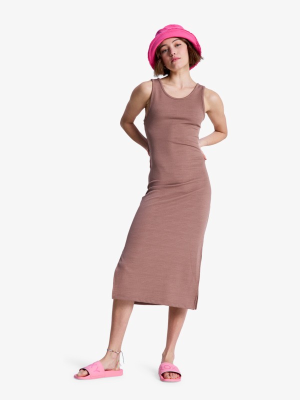 Roxy Good Keepsake - Vestido de Longitud Media Marrón Mujer