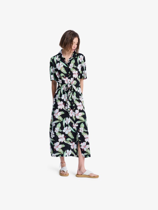 Roxy Island Escape - Vestido de Longitud Media Negro Mujer