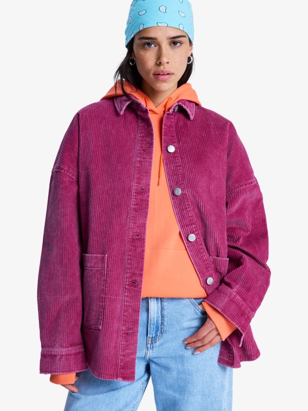 Roxy Kick Back Washed - Chaqueta de pana tipo camisa Rojo mujer