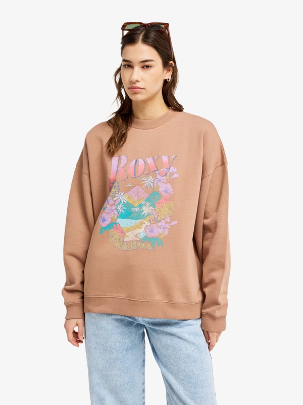 Roxy Lineup Oversized - Sudadera Extra-Grande Marrón Mujer