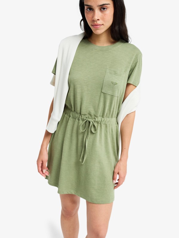 Roxy Sunny Expedition Solid - Vestido Camiseta anudado Verde Mujer