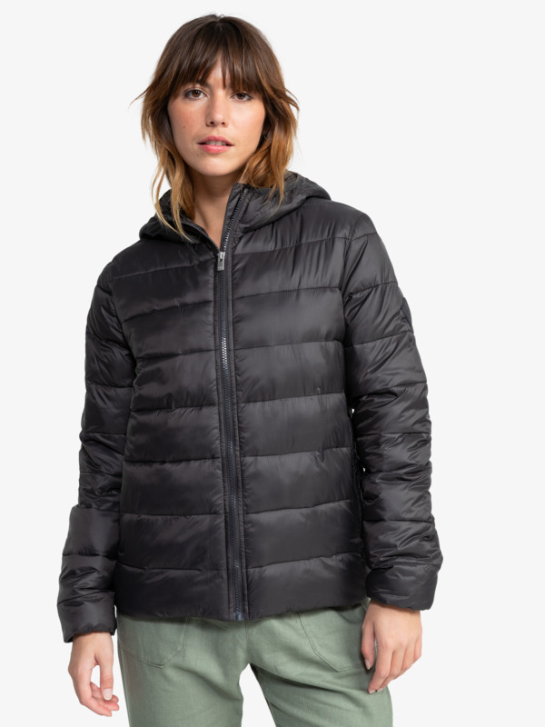 Roxy Wind Bliss Hooded - Chaqueta Acolchada Ligera Comprimible Negro mujer