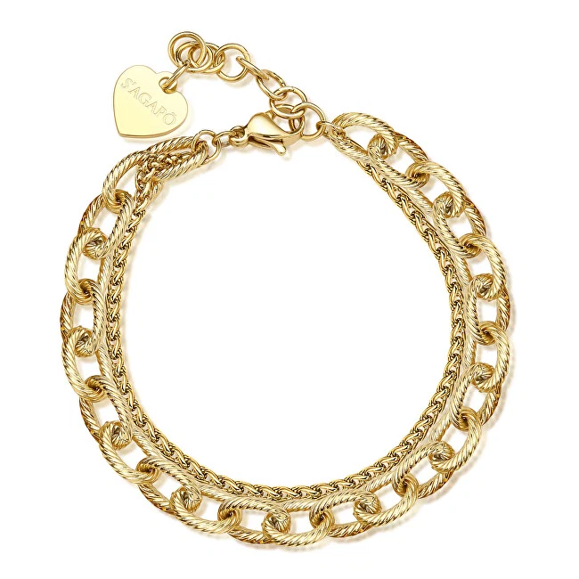 S'agapõ Pulsera Doble Moderna Chunky Baño de Oro SHK66