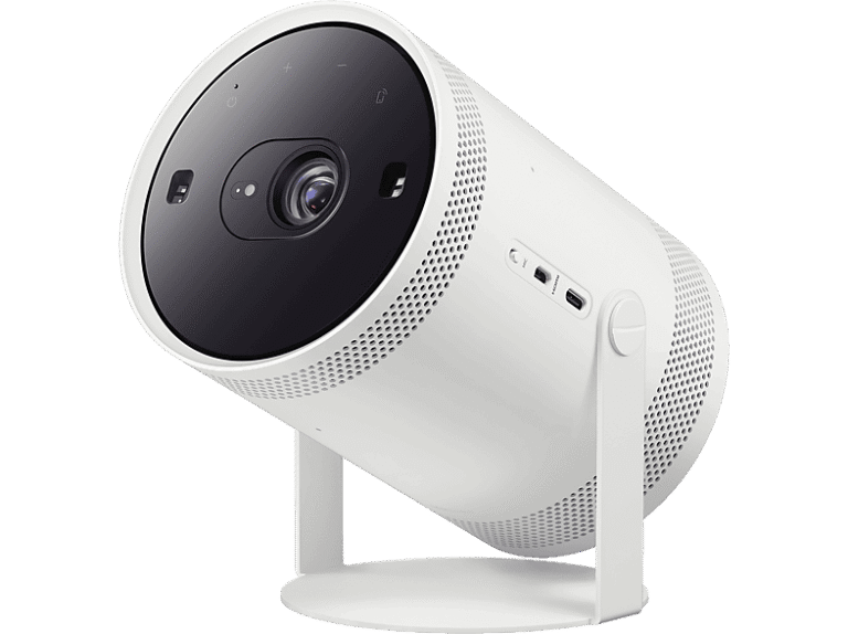 Samsung Proyector - Samsung The Freestyle SP-LFF3CLAXXXE, Full-HD, Smart TV hasta 100", Diseño 360º, Calibración Automática, Blanco