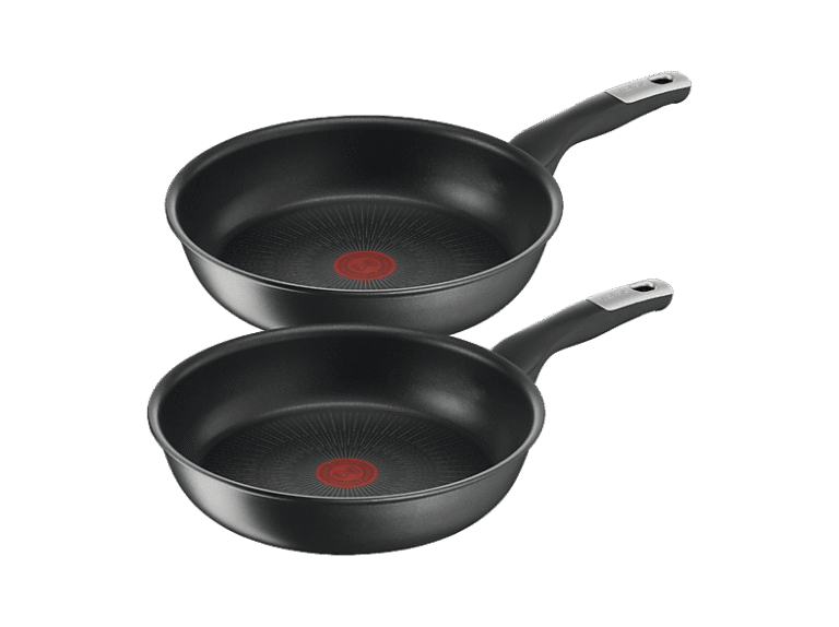 Set de sartenes - Tefal Jordi Cruz G3200S2A, 20/26 cm, Mango fijo, Revestimiento antiadherente, Antirayaduras, Inducción, Titanium