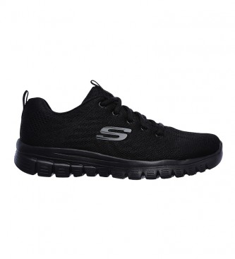 Skechers para mujer. 12615 Zapatillas Graceful Get Connected negro con Memory Foam (35), Tela, Plano, 1 a 3cm, Cordones, Deportivo, Running