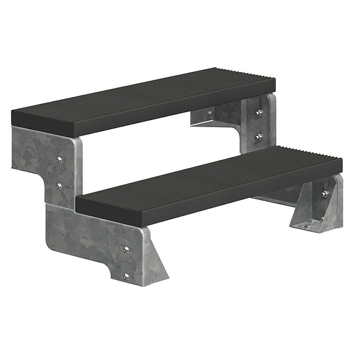 Sogem Escalera exterior Gardentop (Ancho: 80 cm, Número de escalones: 2 ud., Recto, Antracita)