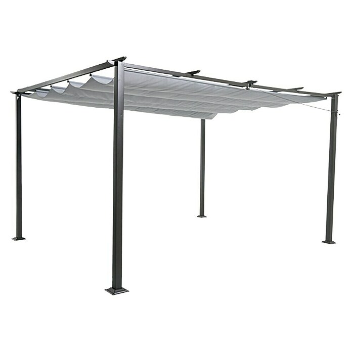 Sunfun Jakarta Pérgola con toldo corredero (An x Pr: 400 x 300 cm, Color del techo: Gris, Color del armazón: Antracita)