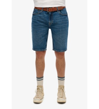 Superdry para hombre. M7110394A Pantalón corto recto con logotipo Vintage Logo azul (28), Casual, Algodón, Deni