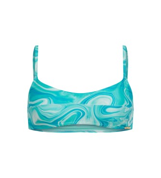 Superdry para mujer. W3010392A Top de bikini estampado tipo bralette azul (XS), Beachwear, Poliéster Reciclado, Sostenible