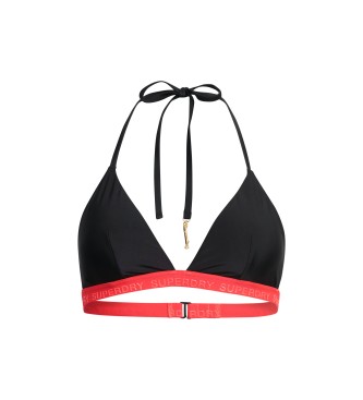 Superdry para mujer. W3010394A Top de bikini elástico de triángulos negro (S), Beachwear, Poliéster Reciclado, Sostenible