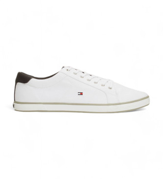Tommy Hilfiger para hombre. FM0FM00596 Zapatillas de lona con cordones blanco (45), Tela, Plano, 1 a 3cm, Casua
