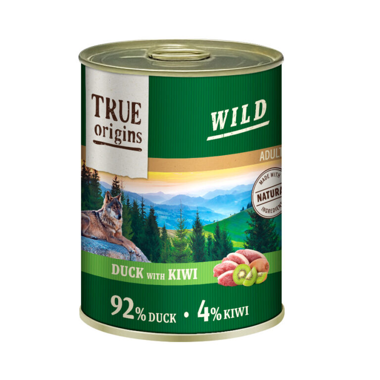 True Origins 24 latas x 400 g True Origins Wild Adult Pato y Kiwi Lata para perros ¡Pack ahorro!