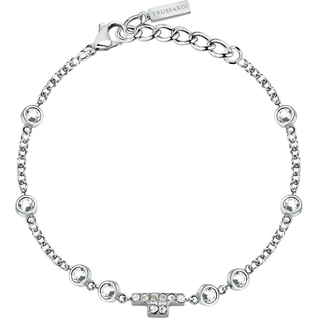 Trussardi Pulsera de acero a juego con cristales T-Logo TJAXC21