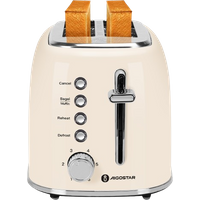 Aigostar Cream - Tostadora Retro, 2 Ranuras Corta Extra Anchas de 4 cm, Acero Inoxidable, 6 Niveles de To