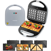 Aigostar Grace - Sandwichera 3 en 1: Sandwichera, Gofrera y Grill, 750W, 3 Placas Desmontables Antiadhere