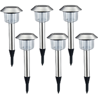 Aigostar Luces solares Jardín 6 Pack, Lámpara LED Luz solar exterior, Luz Fría 6500K. IP44 Acero Inoxidab