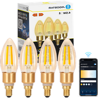Aigostar Edison Bombillas Alexa LED E14 Bombillas Inteligentes 4.5W 470LM WIFI Bombilla Vintage C35 Bombi