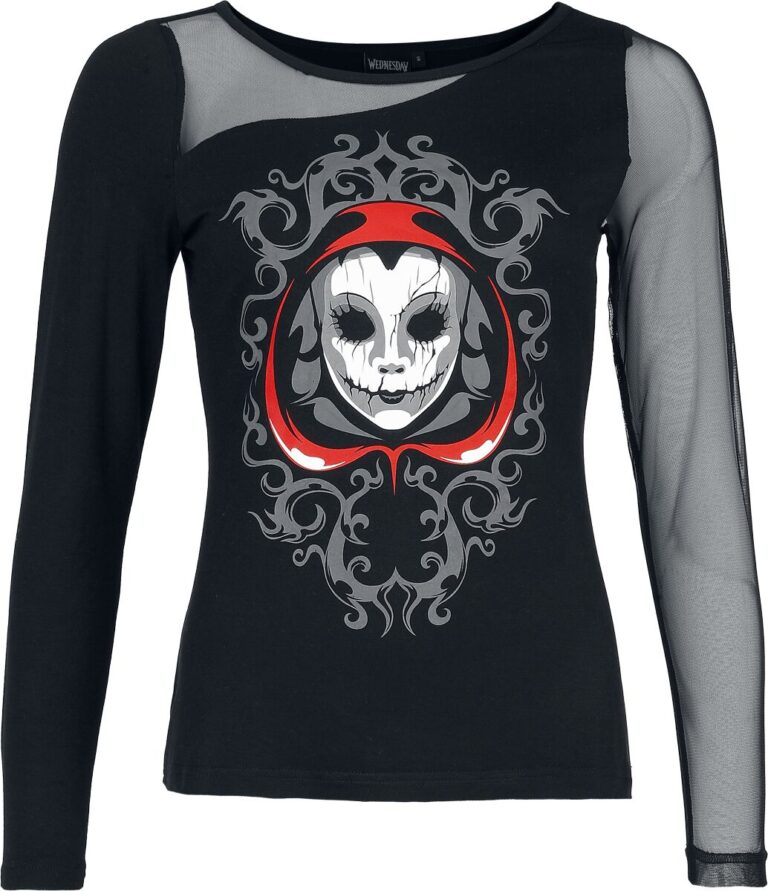 Wednesday Camiseta Manga Larga Gótico de Wednesday - Wednesday - Silence - S XXL - para Mujer - Negro