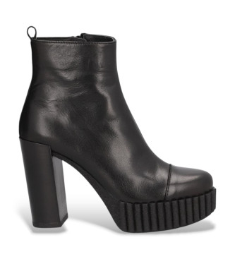 Zapatillas Alpe para mujer. 456220 Botines de Piel Andrea negro (40), más de 10cm, Cremallera, Casua