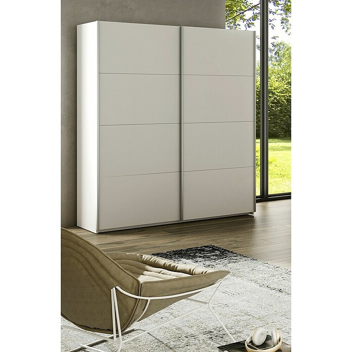 Zapatillas Armario de puertas correderas Arya (L x An x Al: 60 x 150 x 200 cm, Blanco Artik)