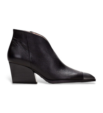 Zapatillas Hispanitas para mujer. Botines punta redonda de piel negro (41), 3 a 5cm, Cremallera, Casua