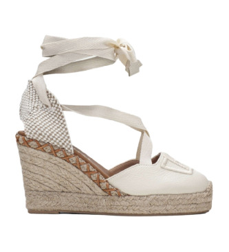 Zapatillas Hispanitas para mujer. Zapatos Sofia7 blanco roto (41), Piel, 5 a 8cm, Cordones, Casua