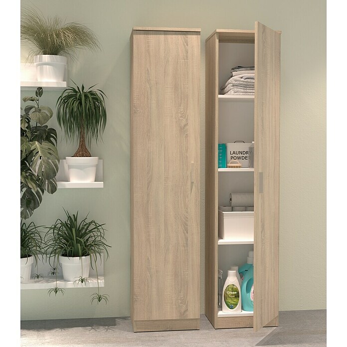 Zapatillas Muebles Pitarch Tibet Armario multiusos de madera (L x An x Al: 35 x 40 x 180 cm, Roble cambrian)