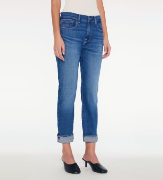 7 for all mankind para mujer. jsdtc120sm jeans boyfriend de talle medio azul , casual