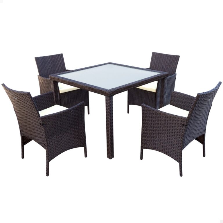 Aktive Conjunto mesa grande y 4 sillas jardín ratán